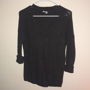 V-neck dark gray sweater